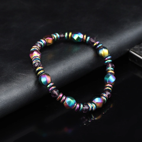 Magnetisches Hämatit Tigerauge Achat Perlenarmband Verstellbares Gewebtes Seil Regenbogen Facettierter Schmuck Herren Damen