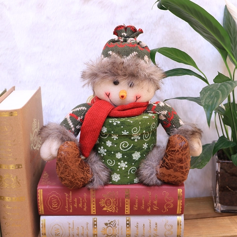 Christmas Plush Doll Storage Jar Knitted Fabric Candy Gift Box Tabletop Ornament Reindeer Snowman Santa Bear Holiday Decor