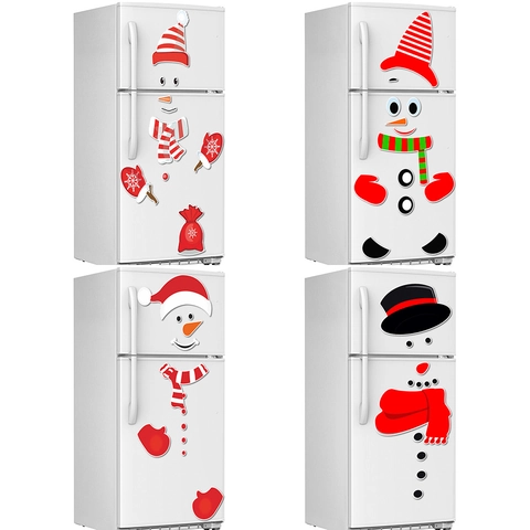 Weihnachts Schneemann Magnetische Kühlschrankaufkleber DIY Cartoon Feiertagsdekoration Für Kühlschrank Garagentor Wasserdicht