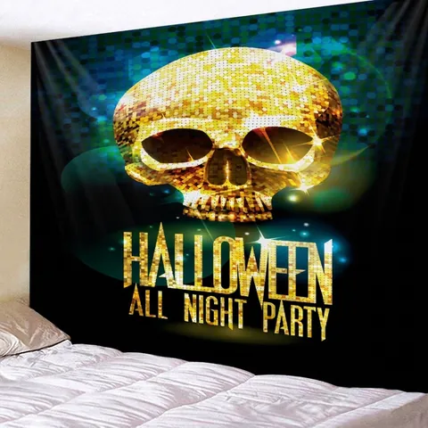 Halloween Tapestry Wall Hanging Polyester Backdrop Spooky Pumpkin Ghost Room Decor For Party Dorm
