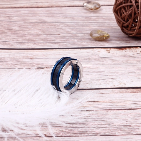 Heren Vintage 316L Roestvrij Stalen Ring Punk Rock Honingraat Koolstofvezel Band Sieraden