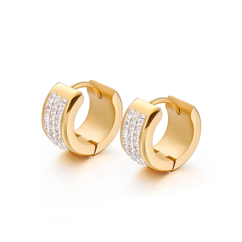 Orecchini Huggie Hoop Acciaio Inossidabile 304 Placcato Oro Pavé Zircone Minimalista Semplice Gioielli Di Moda Per Donne
