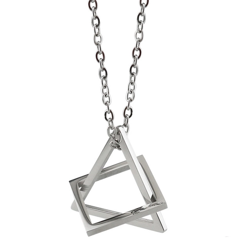 Edelstahl Geometrische Anhänger Halskette Ineinandergreifendes Dreieck Quadrat Box Kette Hip Hop Punk Streetwear Für Herren Damen