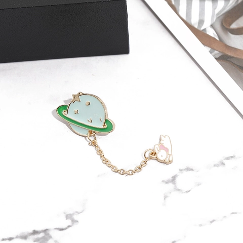 Creative Cute Cartoon Enamel Pin Set Alloy Planet Cloud Ship Fuji Brooch Badge For Bag Clothes Decorative Accessories Gift
