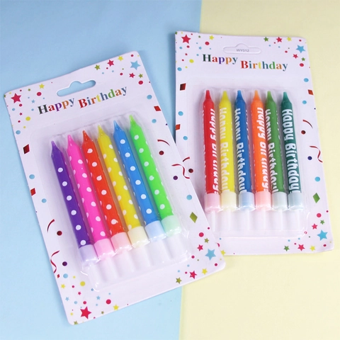 Paraffin Birthday Candles Colorful Polka Dot Happy Birthday Text Cake Decoration Supplies Party Festive Ornaments