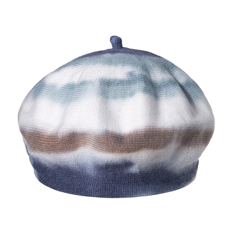 Knitted Tie Dye Beret Hat For Women Colorful Gradient Polyester Warm Winter Outdoor Painter Caps Retro Pumpkin Beanies