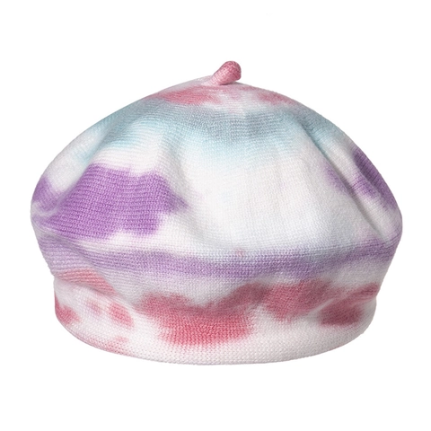 Knitted Tie Dye Beret Hat For Women Colorful Gradient Polyester Warm Winter Outdoor Painter Caps Retro Pumpkin Beanies
