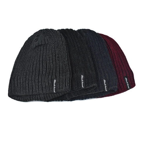 Winter Beanie Hat Knit Ribbed Fleece Lined Warm Thick Cuffed Skull Cap For Outdoor Sports Unisex