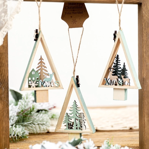 Ornamenti Appesi In Legno Di Natale Renna Pupazzo Di Neve Casa Decorazioni Per Alberi In Legno Tagliate Al Laser Per La Casa Xmas