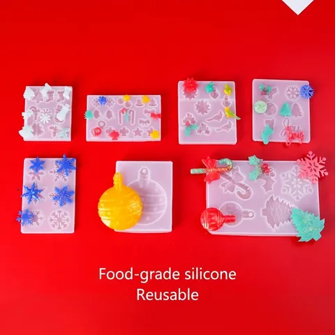 Moldes De Silicona DIY De Navidad Copo De Nieve Árbol Bastón De Caramelo Joy Para Resina Hornear Flexible Reutilizable
