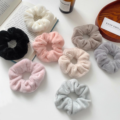 Elastici Capelli Peluche Morbida Scrunchies Pelliccia Sintetica Stile Coreano Colore Solido Autunno Inverno Donne