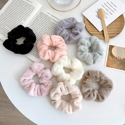 Elastici Capelli Peluche Morbida Scrunchies Pelliccia Sintetica Stile Coreano Colore Solido Autunno Inverno Donne