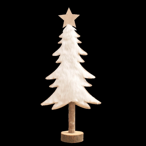 Mini Sapin De Noël Décoration De Bureau Bois Blanc Fausse Fourrure Feutre Décoration De Fête Nordique Pour Maison Bureau Table