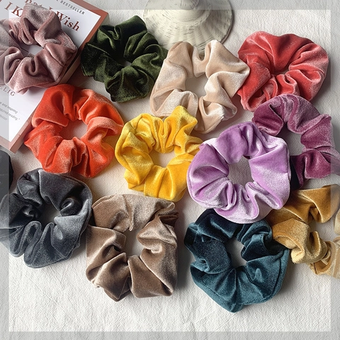 Velvet Scrunchies Elastic Hair Ties Soft Solid Color Ponytail Holder Fashion Hair Accessories For Women Girls