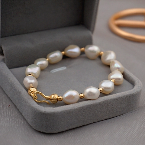 Barock Süßwasserperlen Schmuckset Irreguläre Kette Armband Ohrringe Kupfer Vergoldet Vintage Hochzeit Geschenk Frauen
