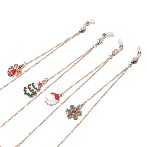 Catenella Occhiali Lega Metallo Pendenti Natale Passanti Silicone Antiscivolo Porta Occhiali Festivo Per Donne