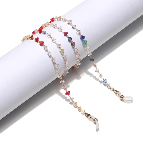 Colorful Crystal Beaded Glasses Chain And Face Mask Lanyard With Gold Alloy Metal Non Slip Sunglasses Strap For Women