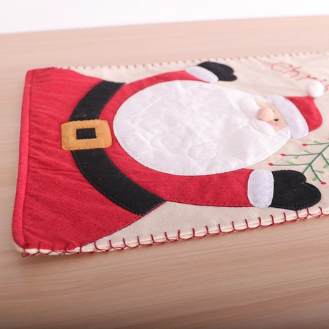Christmas Table Runner Santa Claus Snowman Embroidery Cloth Festive Dining Table Decor Red White Elegant Holiday Ornament
