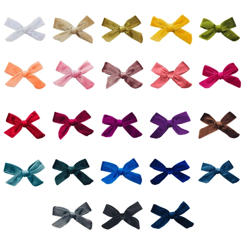 Handmade Knotted Velvet Bow DIY Hair Accessories Clothing Decoration For Kids Baby Girls Solid Color Elegant Fabric Ornament