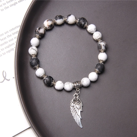 Naturstein Perlenarmband Mit Rosenflügel Anhänger Vintage Boho Edelstein Schmuck Für Damen Handgefertigtes Armband
