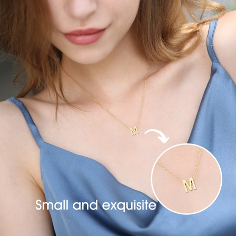 Collar De Inicial Acero Inoxidable Alfabeto Inglés Letra Colgante Oro Oro Rosa Delicado Joyería Minimalista Mujeres