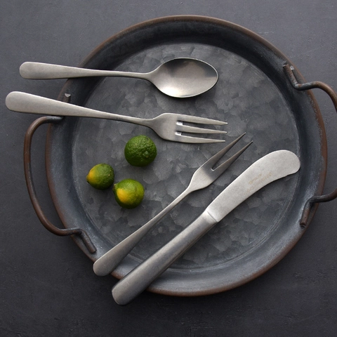 Vintage Retro Stainless Steel Cutlery Industrial Matte Tableware Dinner Steak Knife Fork Spoon Dessert Butter Spreader