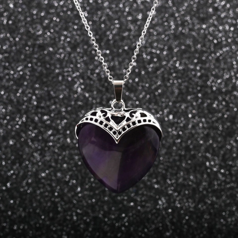 Collana Con Pendente A Cuore In Pietra Naturale Con Fiocco In Lega Filigranata Catena O In Acciaio Inossidabile Per Donna