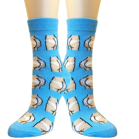 Women Funny Novelty Crew Socks Breathable Polyester Cartoon Body Pattern Print Autumn Daily Accessories