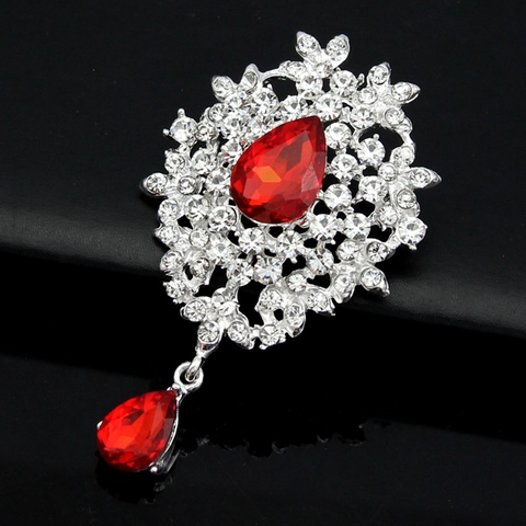 Spilla Floreale in Lega Vintage con Strass per Donna Elegante Spilla a Forma di Goccia in Cristallo per Matrimonio Banchetto Accessori Abbigliamento