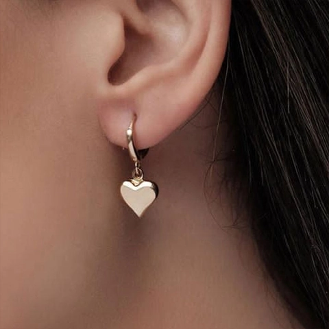 Pendientes De Aro Con Colgante De Corazón De Aleación Metal Pulido Espejo Estilo Punk Joyas Para Mujeres