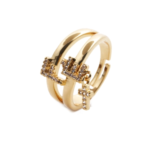 Verstelbare Vlinder Kruis Open Ring Verguld Koper Zirkonia Micro Pave Elegante Sieraden Voor Dames