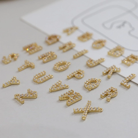 Alphabet Letter Pendant Alloy Cubic Zirconia Gold Plated DIY For Necklace Bracelet Jewelry Making Accessory