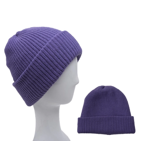 Gorro De Punto Beanie Acanalado Con Dobladillo Color Sólido Doble Capa Invierno Unisex