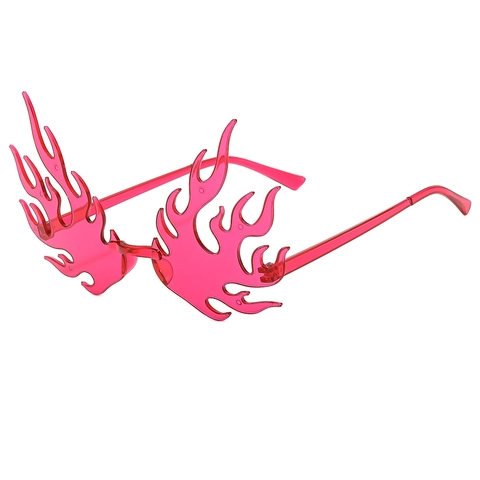 Lunettes De Soleil Sans Monture En Forme De Flamme Plastique PC Protection UV400 Pour Fête Festival Rave Punk Mode