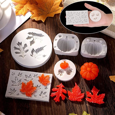 Stampi In Silicone Zucca Foglia Di Acero Halloween DIY Candela Sapone Cioccolato Fondant Strumenti Da Forno Artigianato Novità