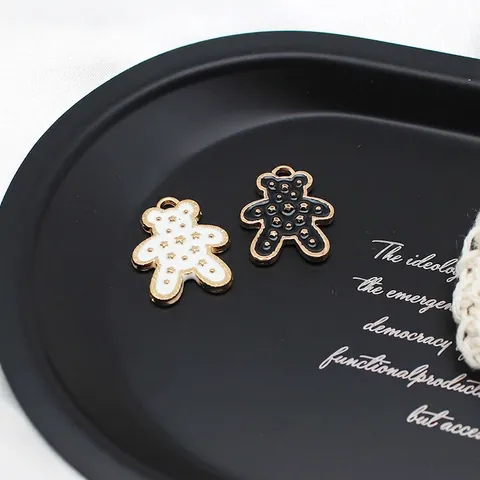 Cute Bear Alloy Enamel Charms Gold Star Pattern Oil Dripping Pendants For DIY Jewelry Making Bracelet Earring Keychain