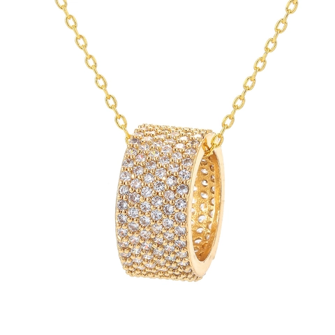 Women Fashion Copper Zirconia Small Waist Ring Pendant Necklace Gold Silver Plated Elegant Pave Zirconia Jewelry Gift
