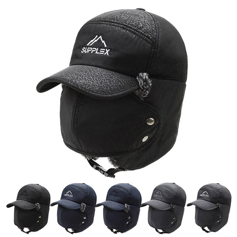 Colbacco Da Uomo Cappello Da Aviatore Invernale Paraorecchie Maschera Facciale Rimovibile Antivento Caldo Pelliccia Sintetica