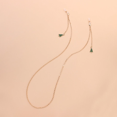 Cadena Para Gafas Árbol De Navidad Aleación Oro Verde Esmalte Cordón Para Gafas Para Mujeres Soporte Decorativo