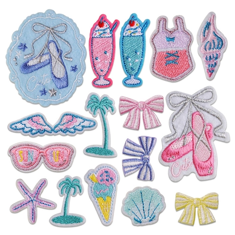 Cartoon Embroidered Patches Self Adhesive Iron On Patches For Clothing DIY Decoration Multi Shapes