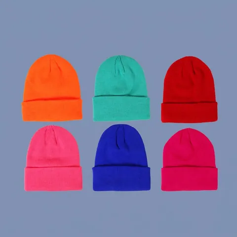 Kids Knit Beanie Hat Acrylic Warm Cuffed Ribbed Solid Color Winter Cold Weather Outdoor Accessory For Boys Girls