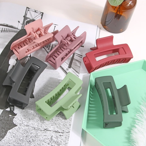 Pinza Per Capelli Rettangolare In Acrilico Opaco Grandi Fermagli Per Capelli Geometrici Cavi Antiscivolo Per Donna Ragazza Vernice A Forno