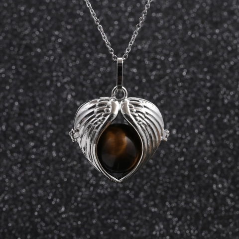Collana Con Ciondolo A Cuore Con Ali D'angelo In Lega Con Perla Di Pietra Preziosa Gioielli Di Moda Per Donna