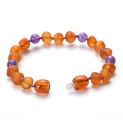 Bracciale In Ambra Naturale Per Bambini Con Perle Di Ametista Gioielli Per Supporto Dentizione E Accessorio Stile Etnico