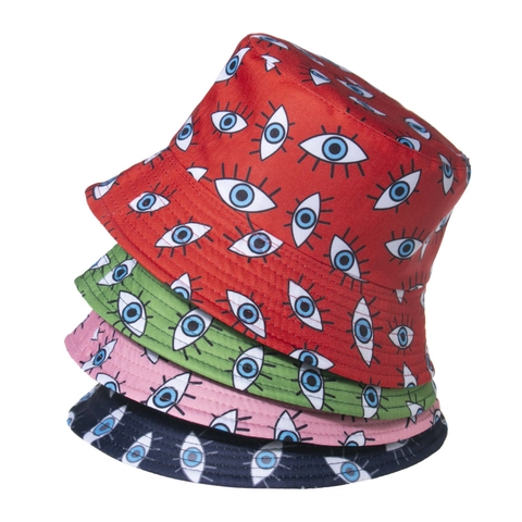 Cappello Alla Pescatora Con Motivo Evil Eye Poliestere Stampa All Over Protezione Solare Estate Outdoor Unisex