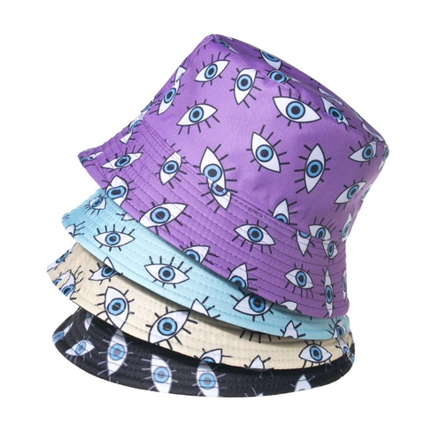 Cappello Alla Pescatora Con Motivo Evil Eye Poliestere Stampa All Over Protezione Solare Estate Outdoor Unisex