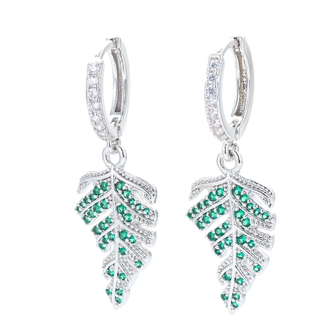 Mode Kupfer Creolen Mit Zirkonia Ahornblatt Anhänger Gold Silber Vergoldet Übertriebene Blatt Tropfen Ohrringe Für Damen Party Schmuck