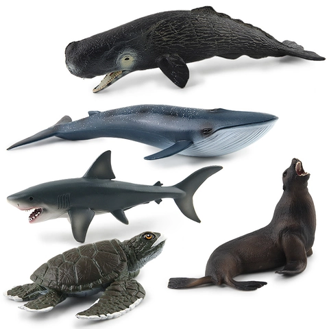 Simulated Marine Animal Models Plastic Ocean Life Collection Science Learning Desktop Ornament Decoration Shark Whale Turtle