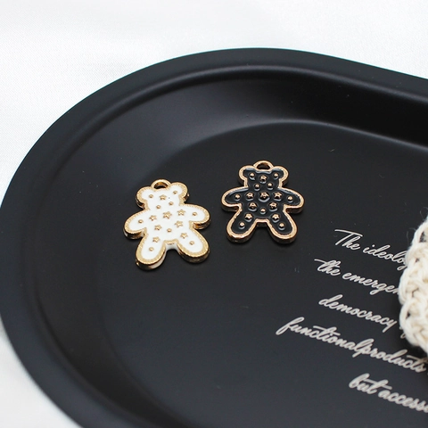 Cute Bear Alloy Enamel Charms Gold Star Pattern Oil Dripping Pendants For DIY Jewelry Making Bracelet Earring Keychain