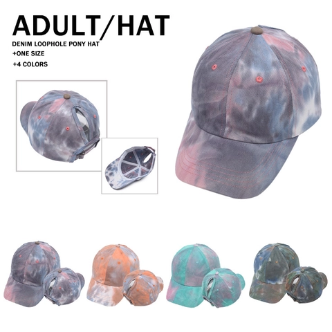 Tie Dye Ponytail Baseball Cap For Women Cotton Adjustable Outdoor Sun Protection Hat Fashion Summer Sport Messy Bun Cap